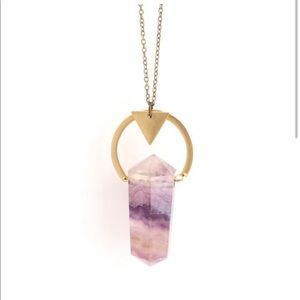 NWOT Handmade brass and fluorite long necklace
